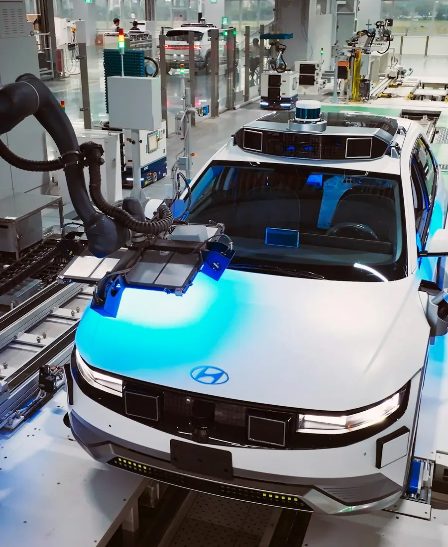 Car on a robotic quality inspection line