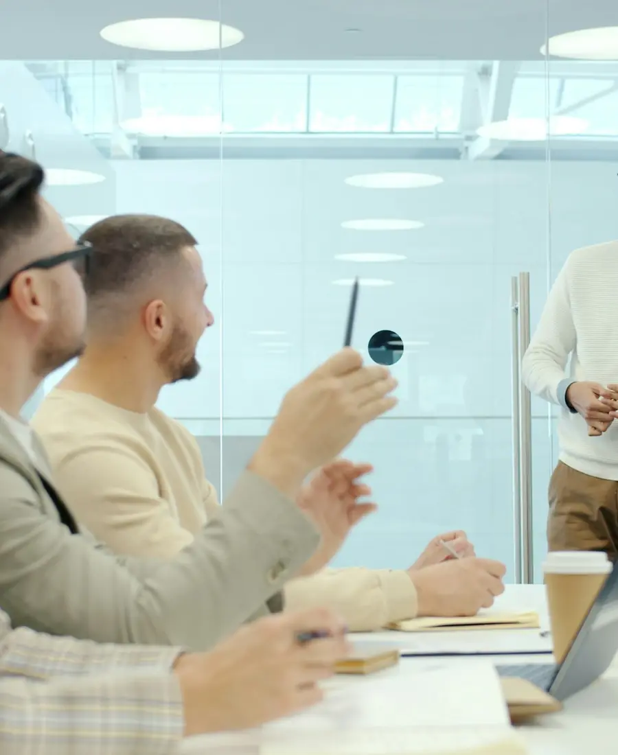 Man presenting a solution to colleagues in an office